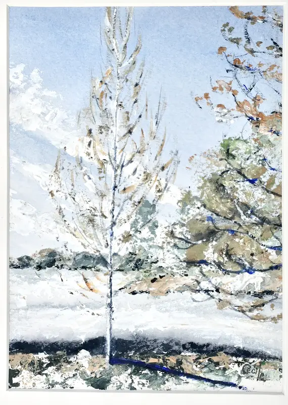 Akvarell Björken i Skärgården av Cécile Hansson