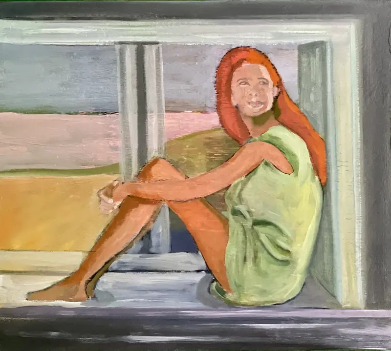 Oljemålning Looking. av Camilla Wolgers