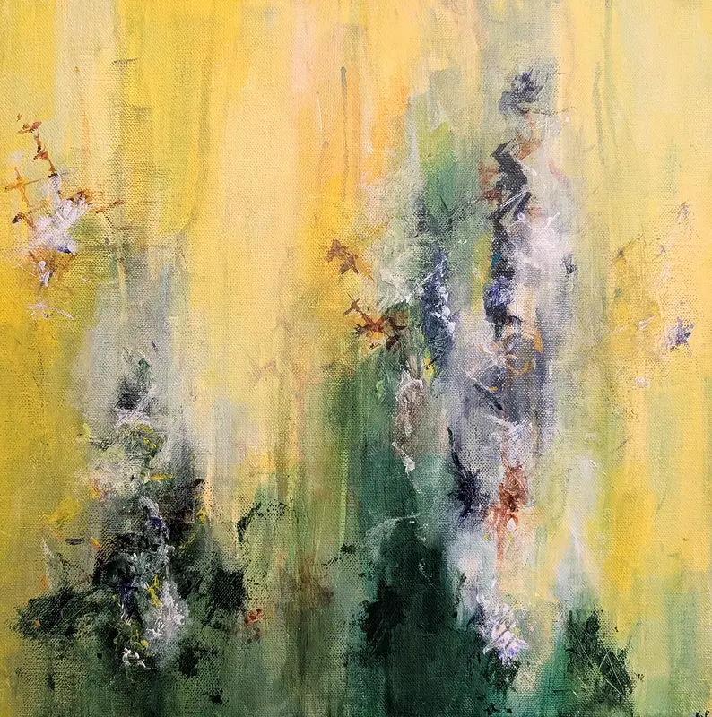 Akrylmålning Grönskande ängars ånga av Kristina Paidar