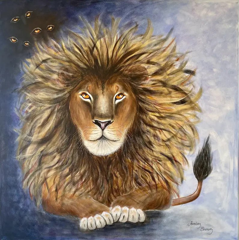 Akrylmålning Lejonkungen av Annika Eliasson