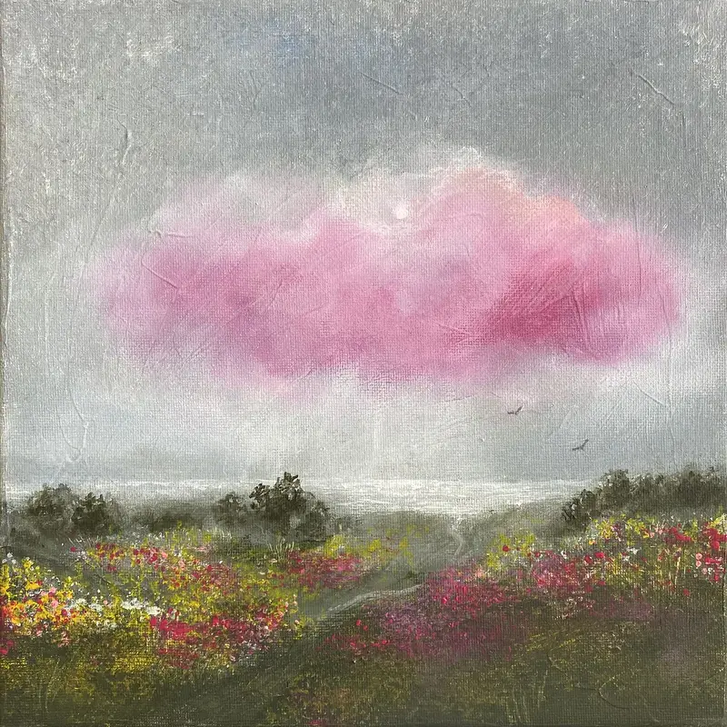 Akrylmålning UNEXPECTEDLY PINK av Anna Sandberg Emilsson