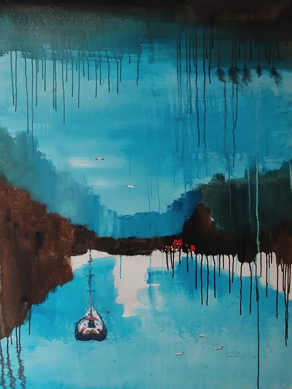 Oljemålning Viken av Jan Sunden