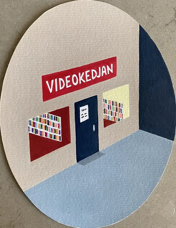 Akrylmålning Hyrfilm av Rebecca Zhu Hansson