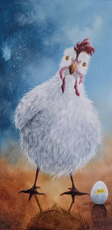 Akrylmålning Bara så vi är överens- det här är mitt ägg! av Tutta Domenstam