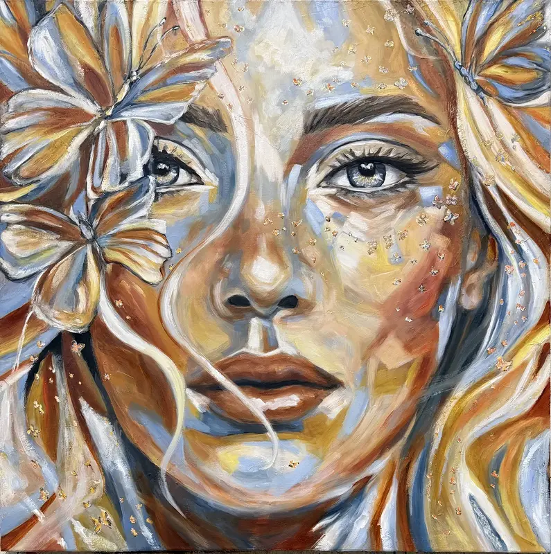 Oljemålning Between Wings av Marit Stjernberg