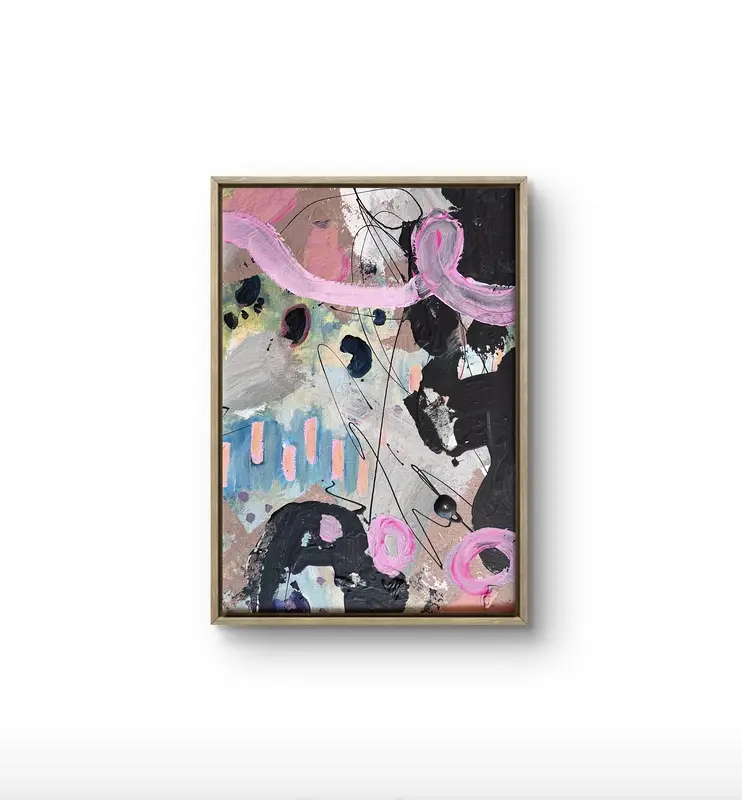 Akrylmålning Abstract Obsession Nr pink av Rebecca Scherling