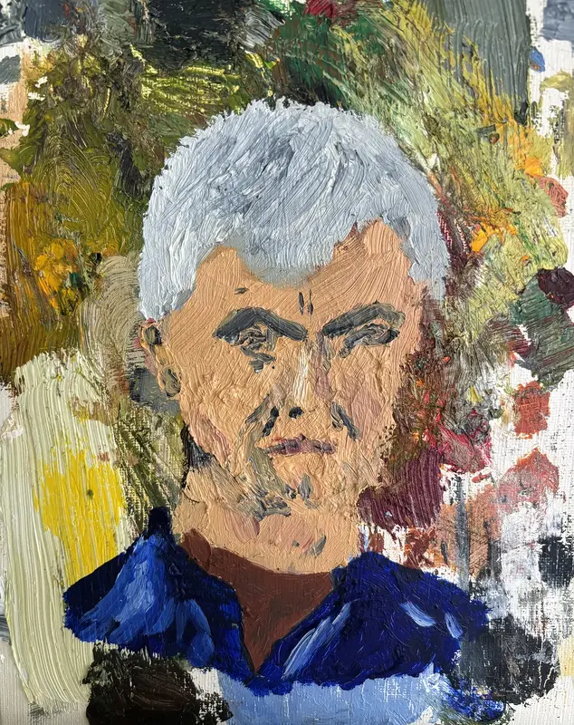 Oljemålning Självporträtt av Pertti Kuusisto