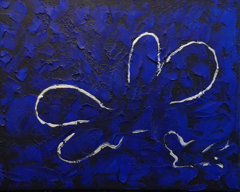 Akrylmålning Fjäril på blomma av Annica Alvesdotter Lundgren