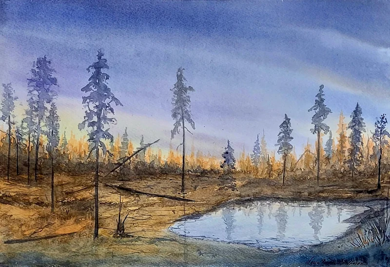 Akvarell Surmyr av Lena Bovin Adolfsson
