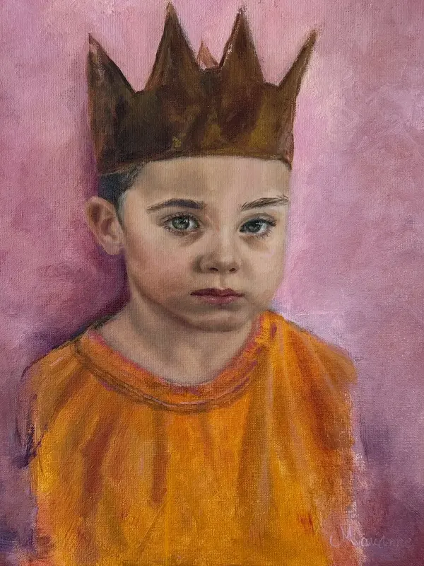 Oljemålning Får jag vara med? av Marianne Dufva