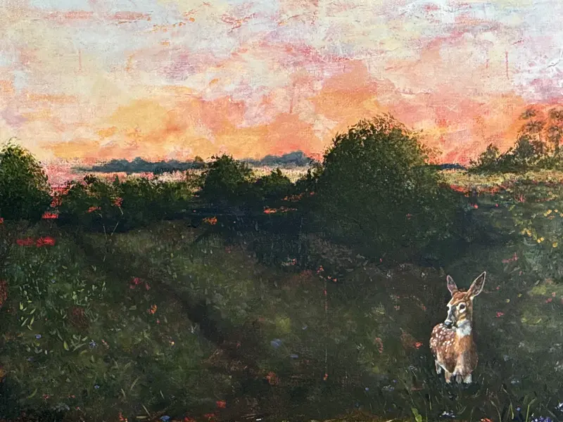 Oljemålning Hiding in the sunset av Marianne Dufva