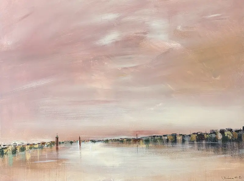 Akrylmålning När staden glittrar av Ulrica Halling Olsson_art Stockholm