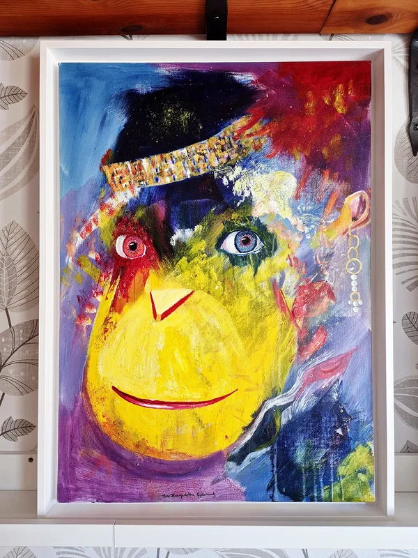 Akrylmålning She-Monkey av Eva Harrysdotter Gyllecrantz