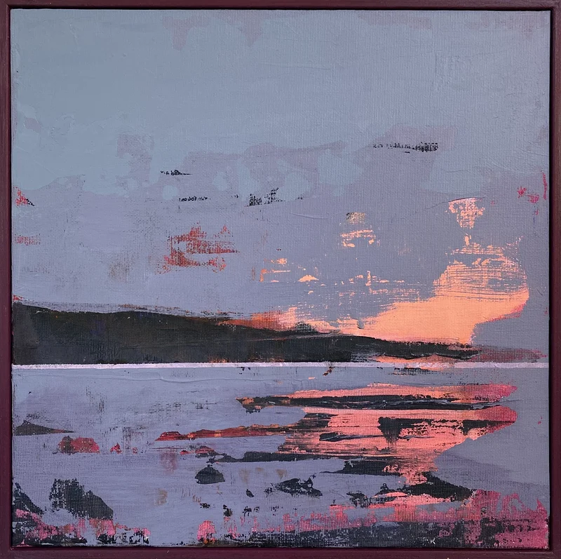 Akrylmålning Rosa himmel av Linnea Larsson