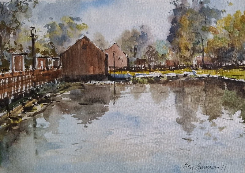 Akvarell Summer reflections av Ben Ammar