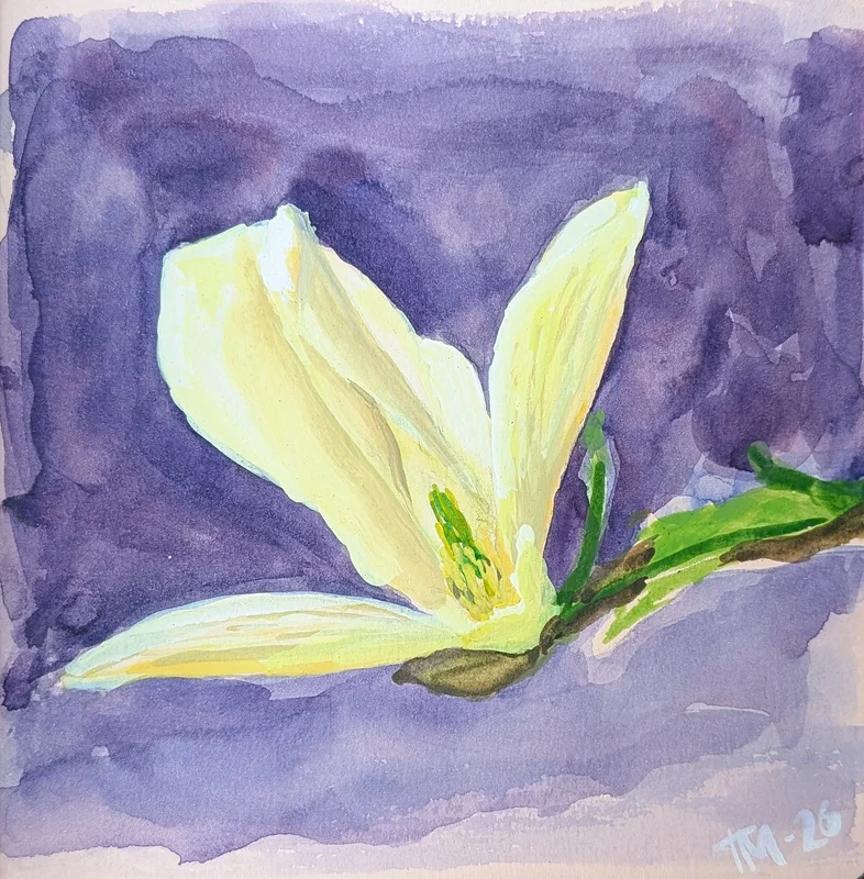 Akvarell Gul magnolia av Timofey Makoveychuk