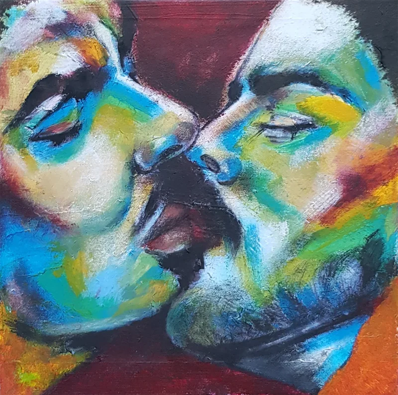 Akrylmålning Goodnight kiss av Jonas Pehrsson