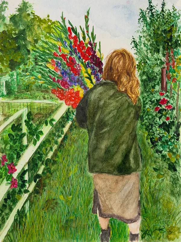 Akvarell Blomsterfång av Kristina Forslin