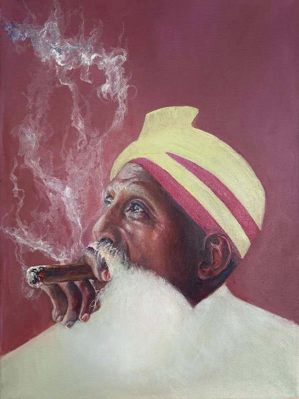 Oljemålning Smoking man in a turban av Anastasiya Kostyuk