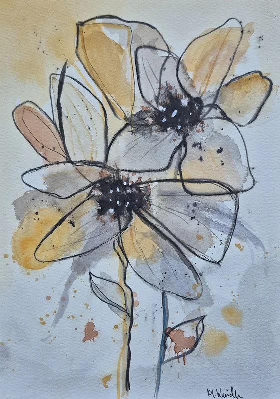 Akvarell Blommor av Monica Kindh