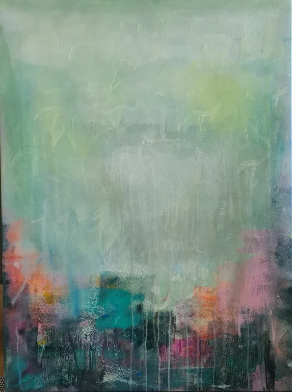 Akrylmålning A Minor Rain av Emma Berglund