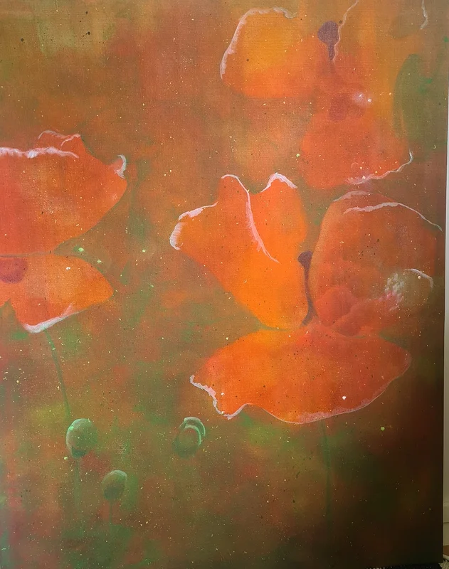 Akrylmålning Them Poppies av Emma Berglund