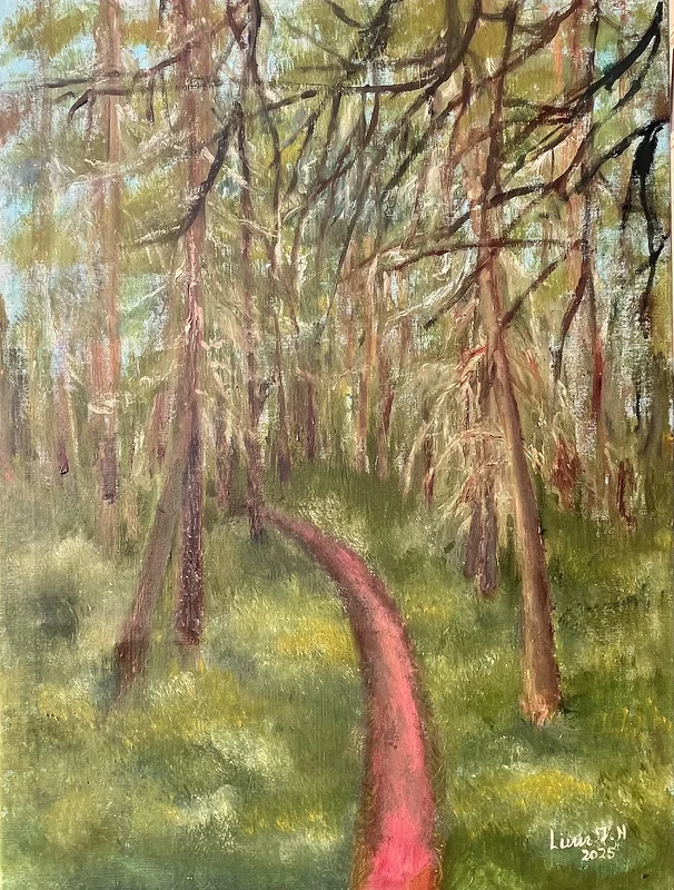 Oljemålning Skogen av Linn Ngo