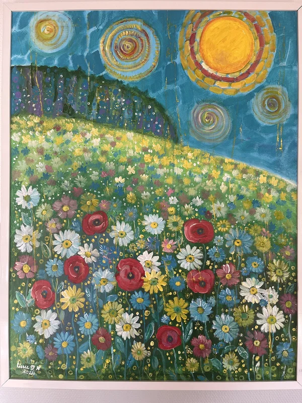 Akrylmålning Sommarblommor av Linn Ngo