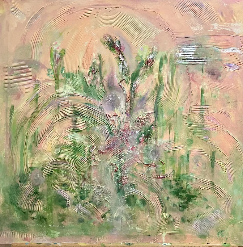 Akrylmålning Blomstervirvlar av Rebecca Rohlin