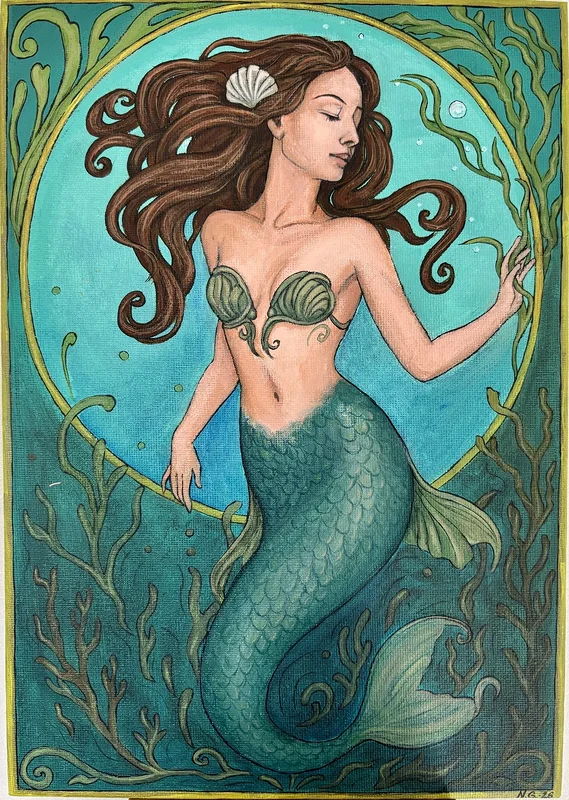 Akrylmålning Under the sea av Nathalie Gunnarsson