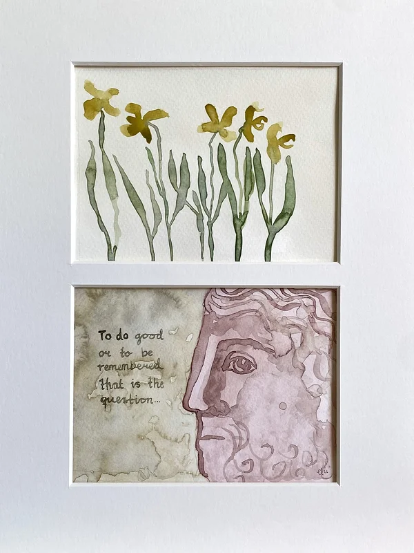 Akvarell To do good or to be remembered…/Narcissus av Emma Lehtola