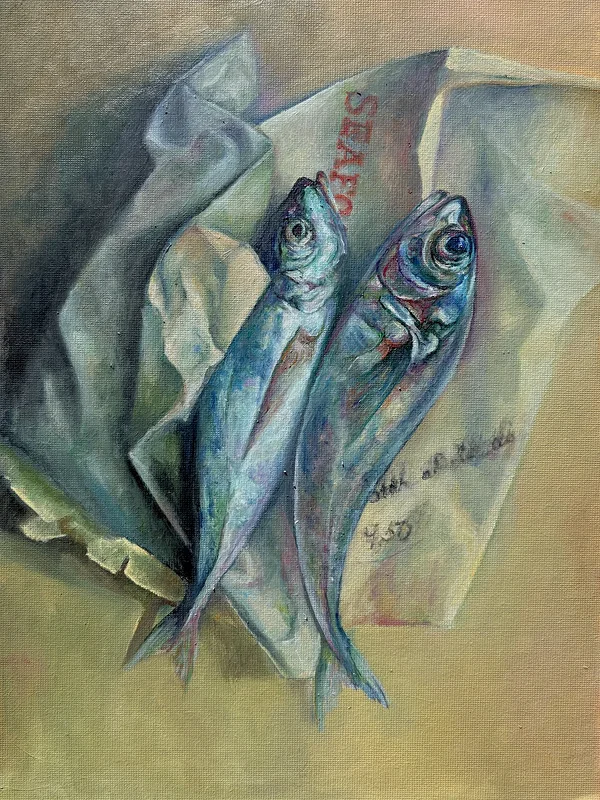 Oljemålning Catch of the day av Anastasiya Kostyuk