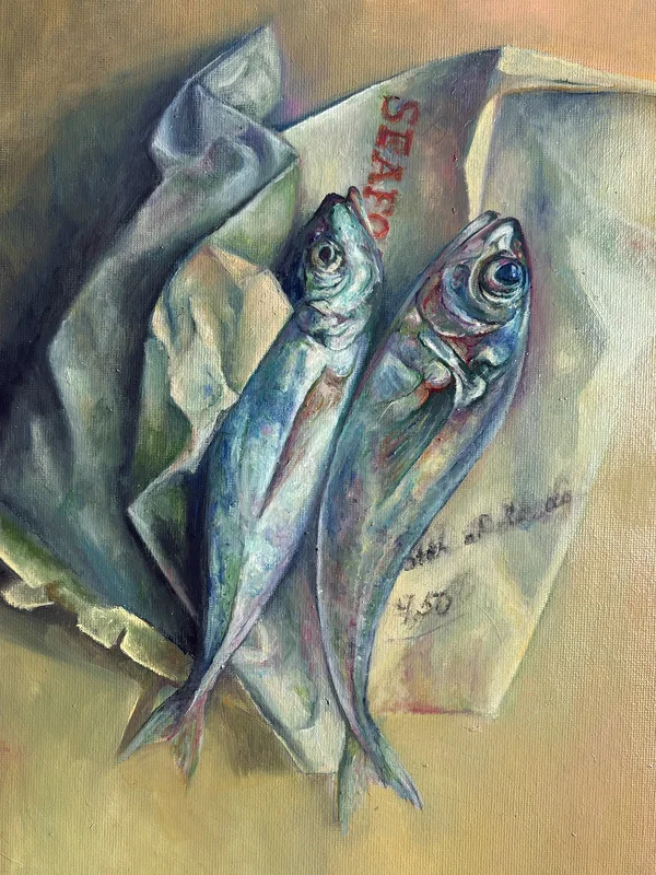 Oljemålning Catch of the day av Anastasiya Kostyuk