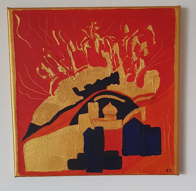 Oljemålning En plats i solen av Ewa Rönnberg