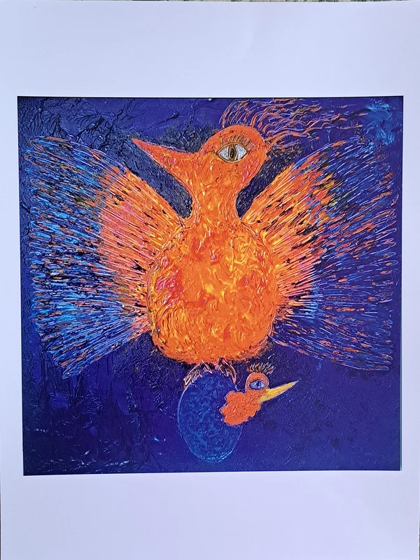 Akrylmålning ARTPRINT Flamma och Golden boy av Liselott Ringström