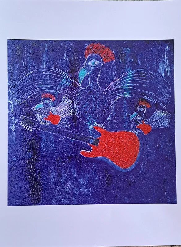 Akrylmålning ARTPRINT The red family rockers av Liselott Ringström
