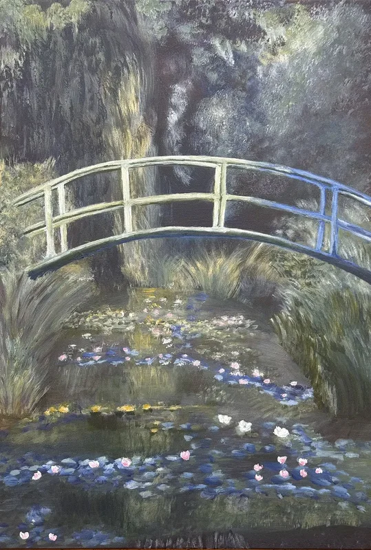 Akrylmålning Tolkning av Japanska bron, Monet av Sarah Santesson