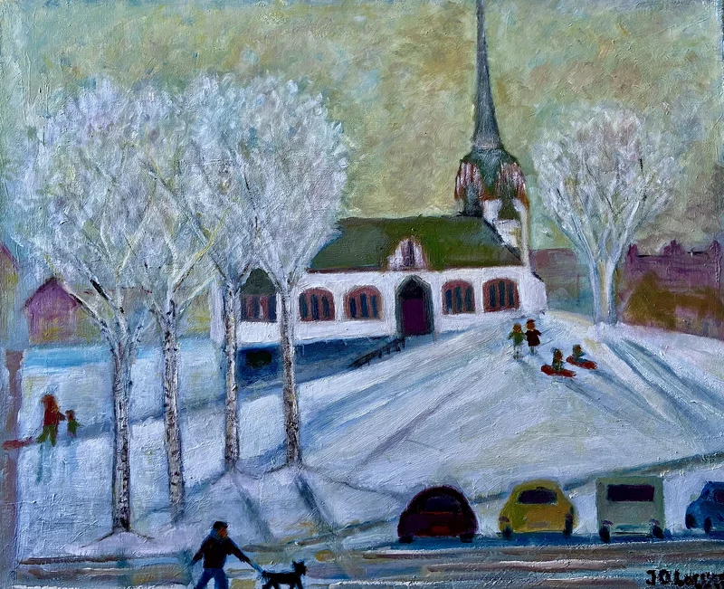 Oljemålning Katrineholms kyrka av Jan-Olof Larsson