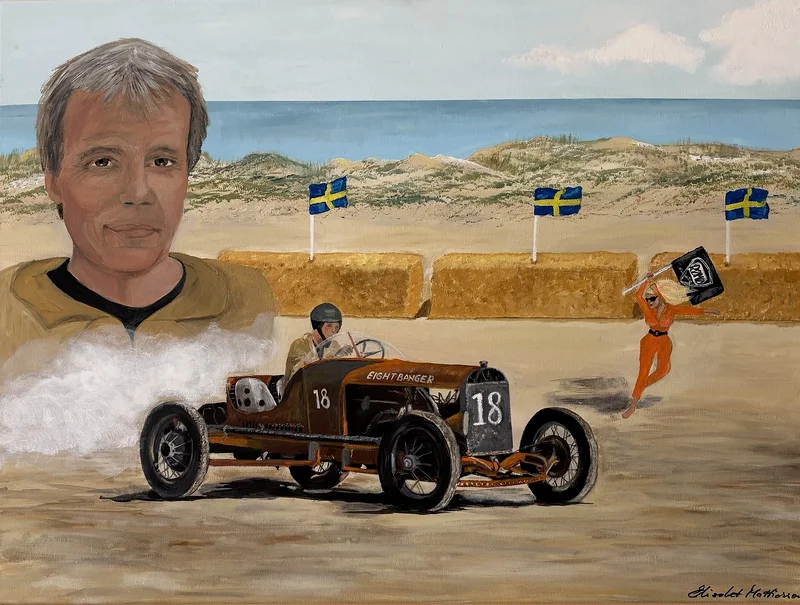 Akrylmålning Römö racing av Elisabet Mattiasson