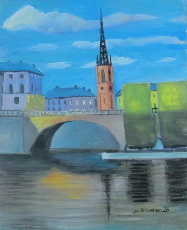 Oljemålning Riddarholmskyrkar av Jan Wineström