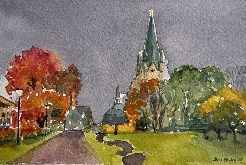 Akvarell Domkyrkan - Höst 2025 av Siri Berlin