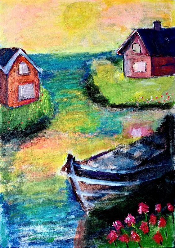 Akrylmålning Landskap-2 av Birgitta Jonsson Bijon Art