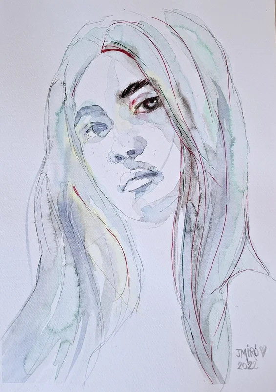 Akvarell Portrait av Judith Miró Rodriguez