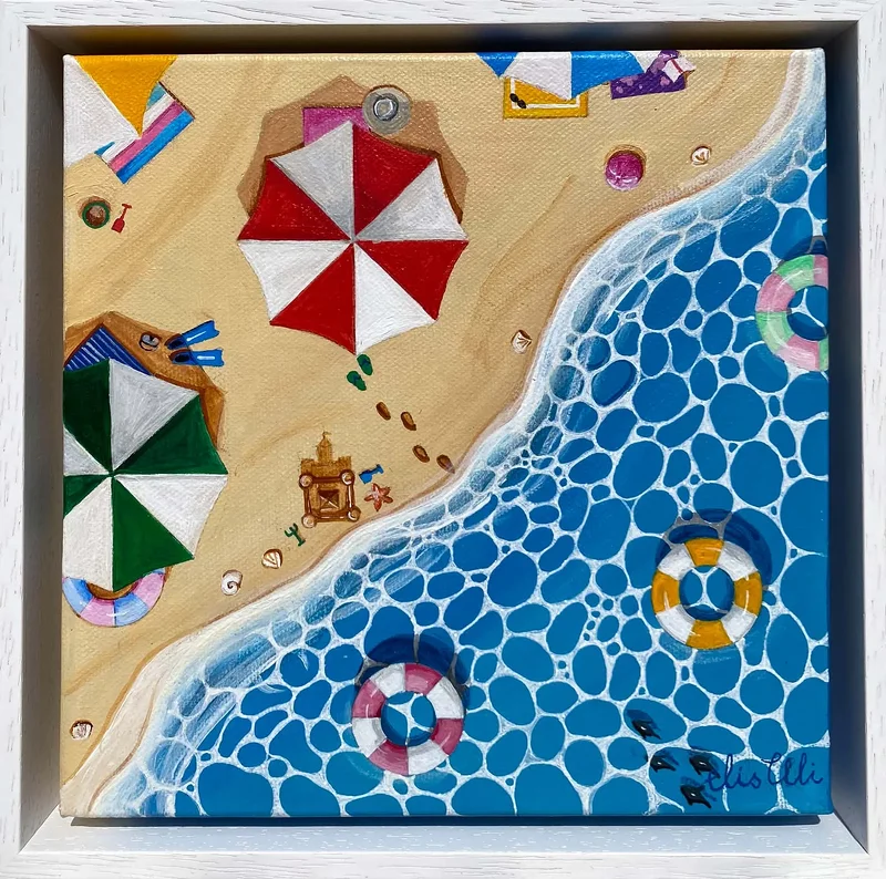 Akrylmålning Sommardag vid havet av Elis Ali