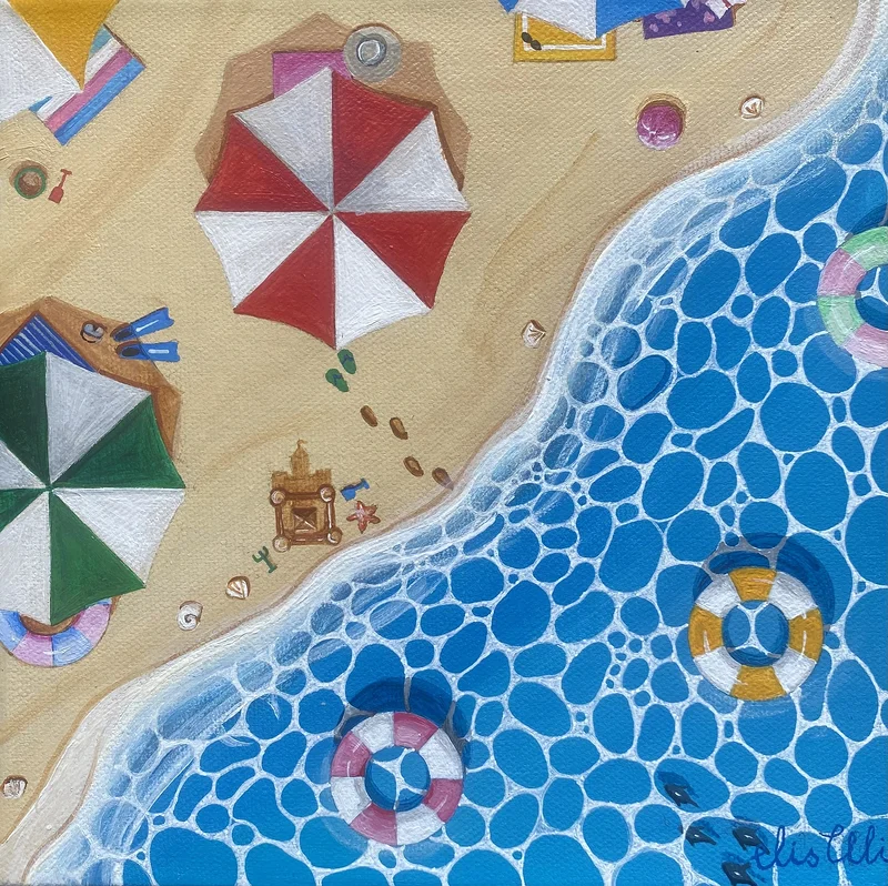 Akrylmålning Sommardag vid havet av Elis Ali