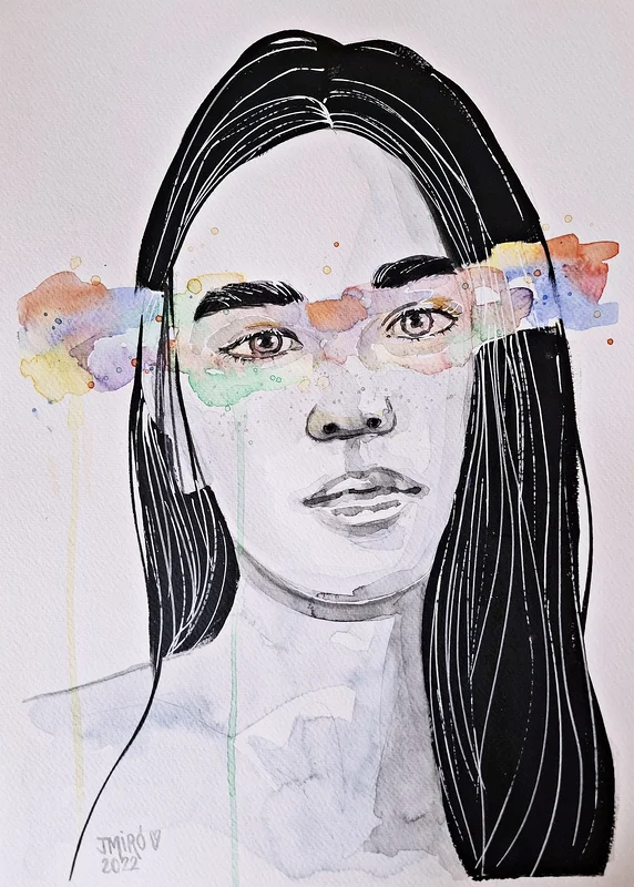 Akvarell Portrait av Judith Miró Rodriguez