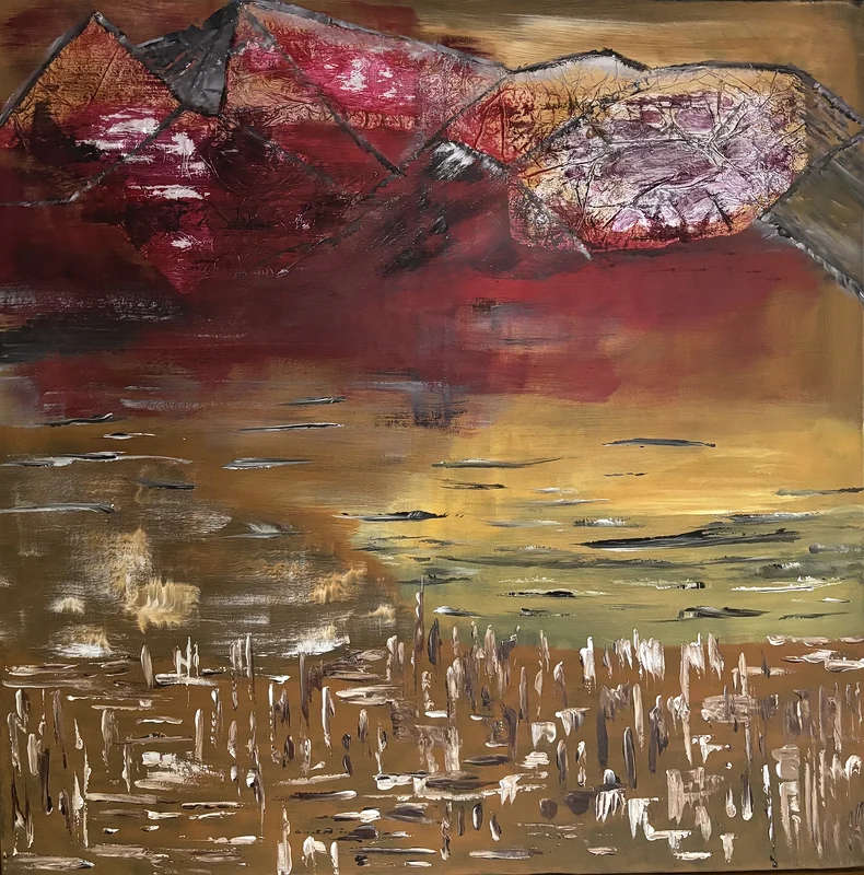 Akrylmålning Red Mountains av Martina Karweit