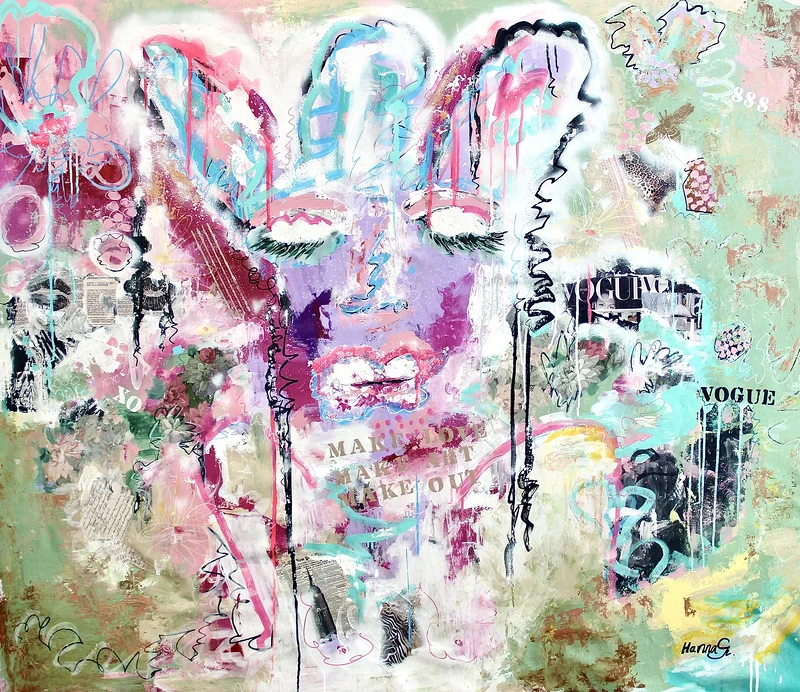 Make Art Make Love, Colorful Abstract Portrait av Hanna Sander