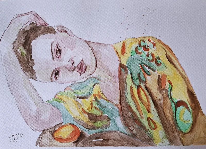 Akvarell Portrait av Judith Miró Rodriguez
