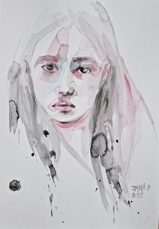 Akvarell Portrait av Judith Miró Rodriguez